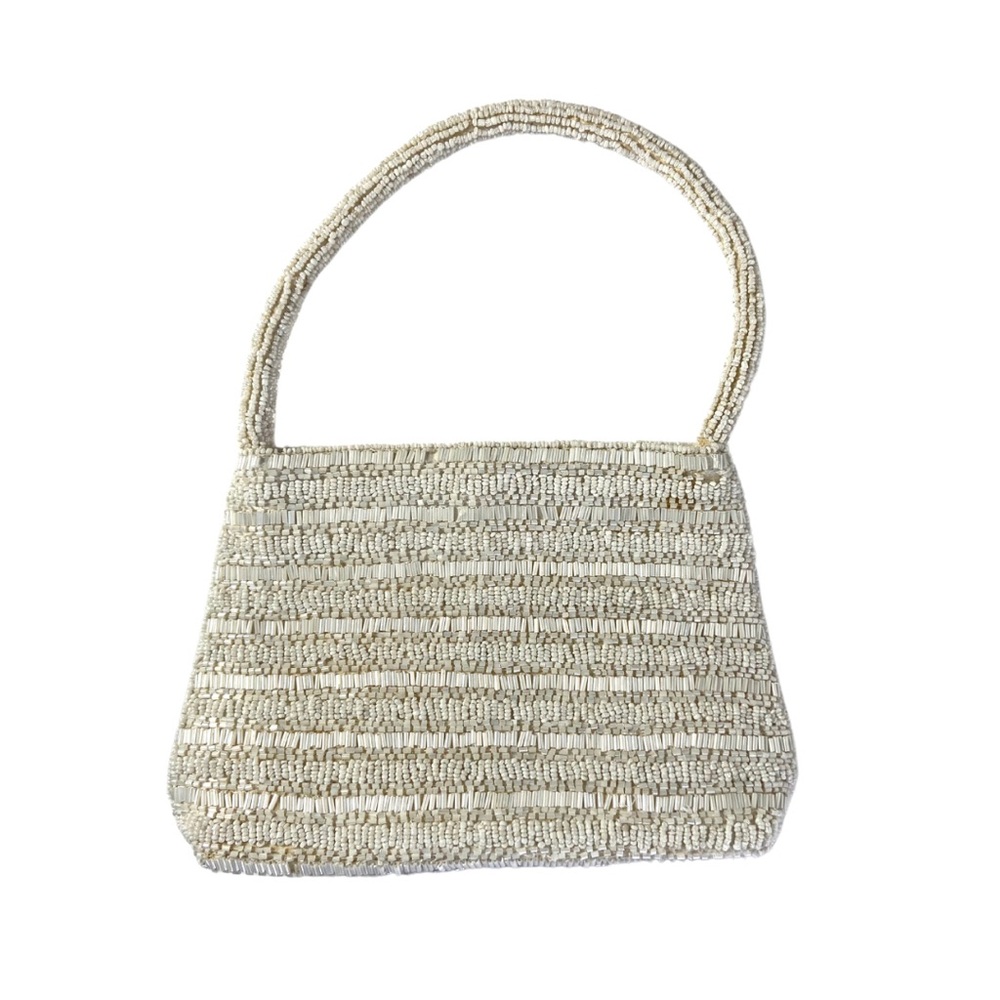 Vintage Cream Beaded Mini Bag